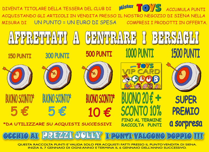 Locadina Toys Club per la raccolta punti di Mr Toys a Siena